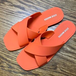 Steve Madden Criss Cross Jelly Slide in Horizon Orange